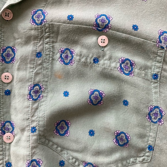 Liz & Co Vintage 90's Paisley Oversized Button Up Mint Green Small - Picture 6 of 9